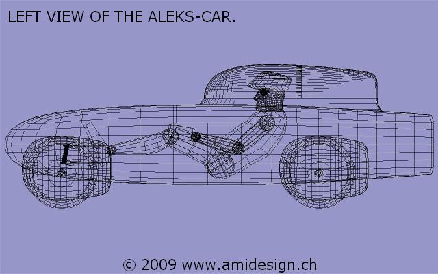 vue de profil de la voiture en transparence et position du pilote