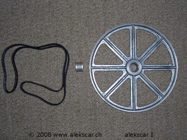 système de courroie poly-v, avec grande et petite poulie